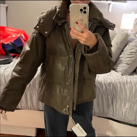 REAL LEATHER PUFFER JACKET-Intuition Ally Shrt - Picture 6 of 6